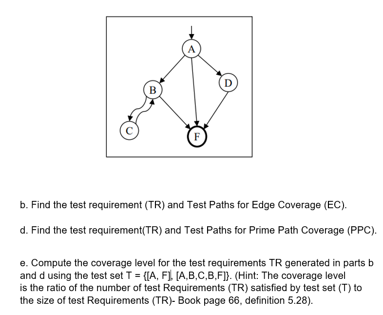  b. Find the test requirement (TR) and Test Paths for Edge