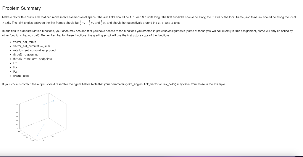  Need MATLAB code. Problem Summary Make a plot with a 3-link