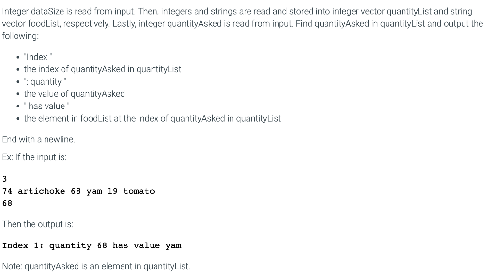 C++ Integer dataSize is read from input. Then, integers and strings are
