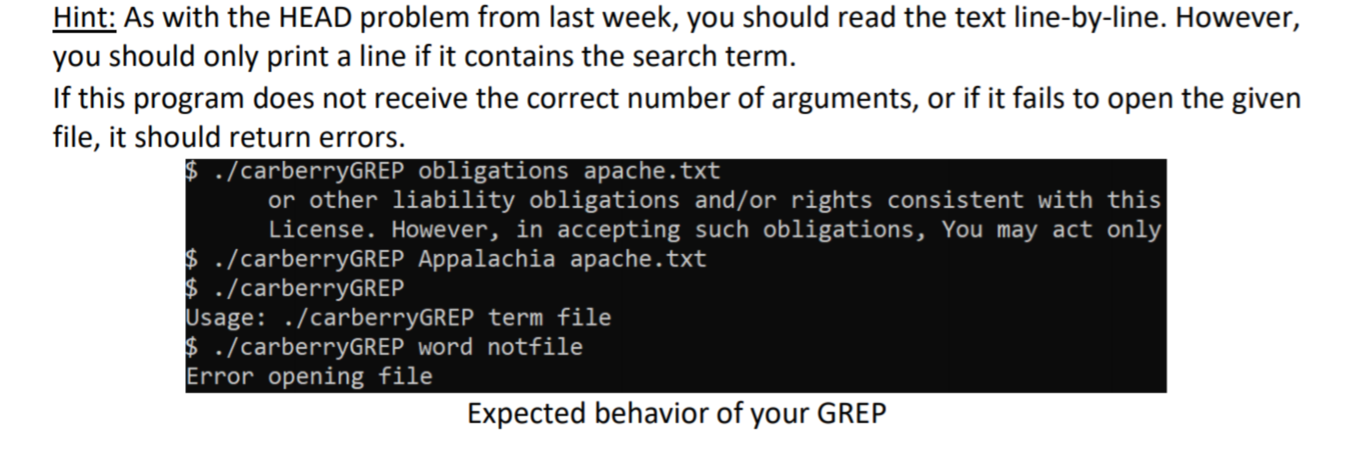 Print lines containing a matching substring Write a C program using system