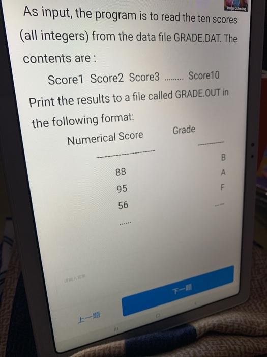 marks) The grading structure for a class is as follows: 90~100 A