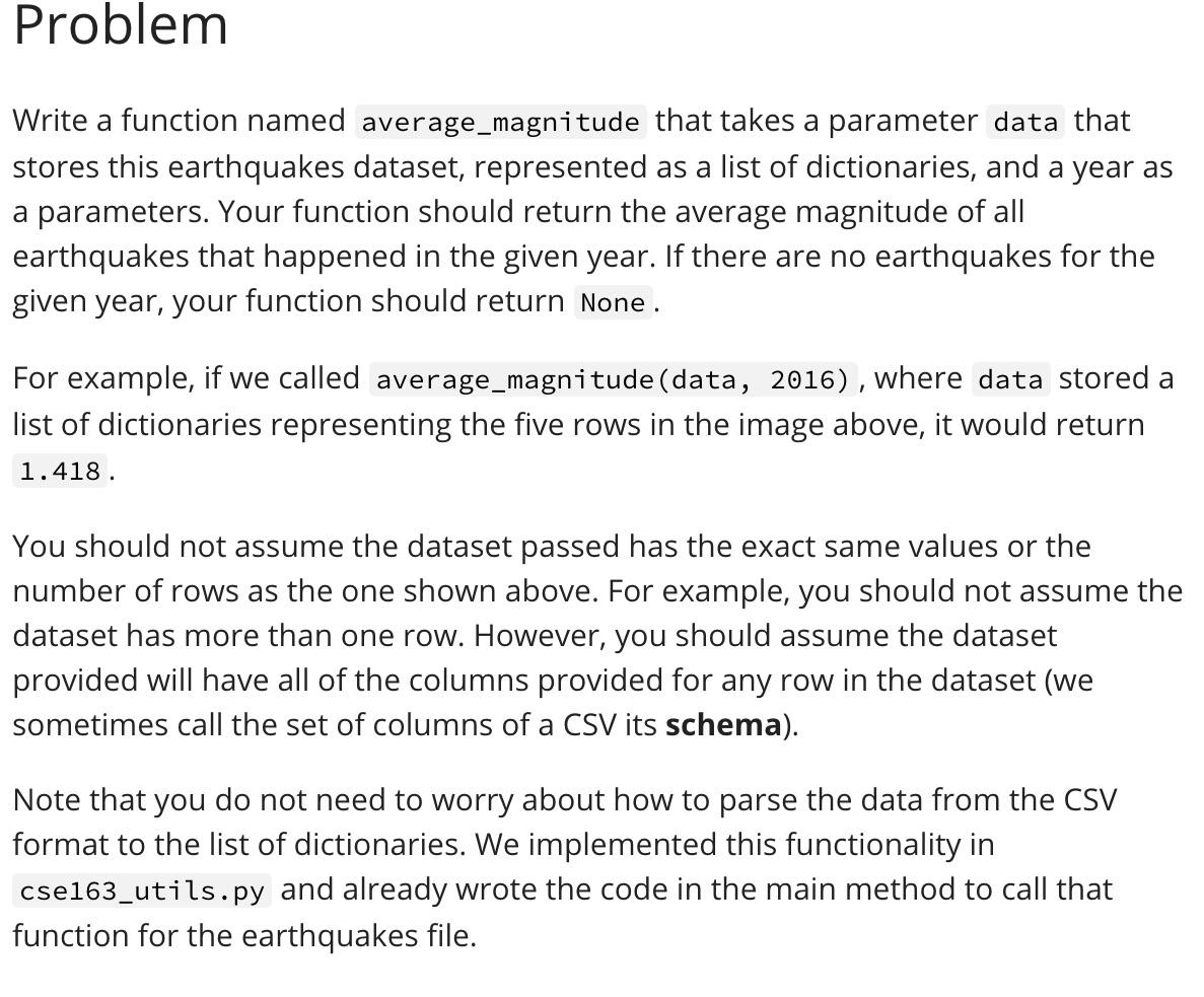 a dataset containing information about earthquakes around the world. The dataset looks