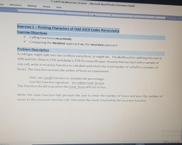 out References C-Lab 10-inlabExercises-Section2 - Microsoft Word (Product Activation Failed) Review