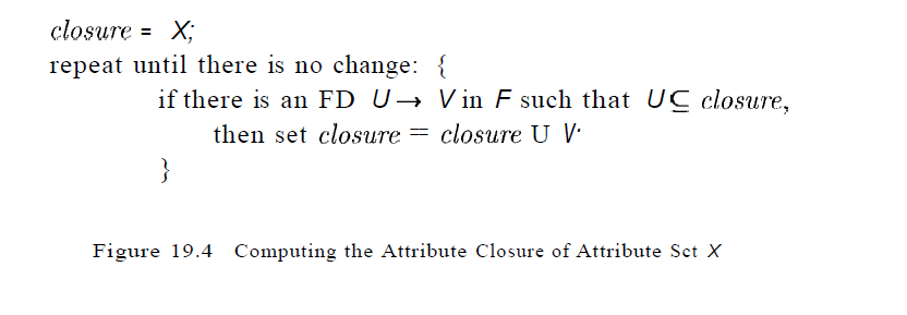 closure- X; repeat until there is no change: if there is