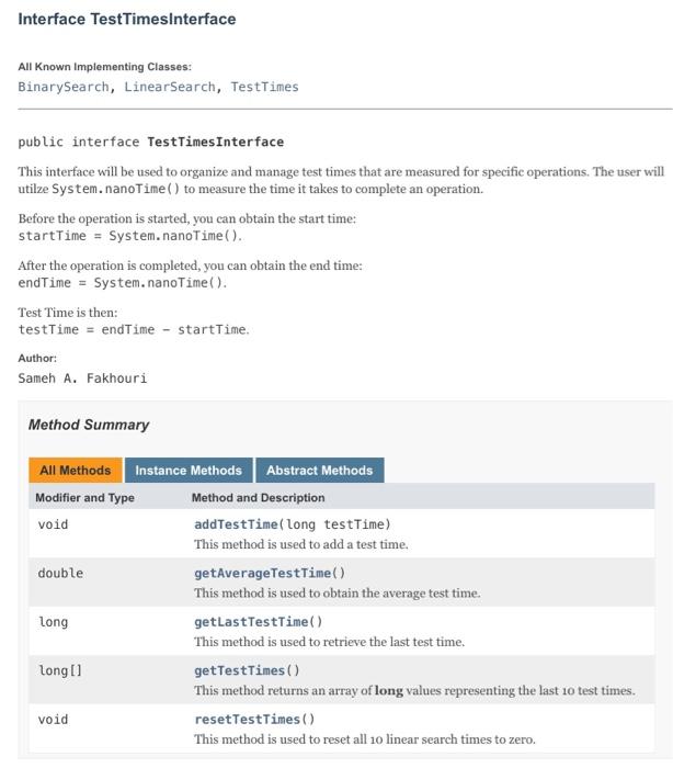 have it!! 1. Test'Times Class You will write the TestTimes.java class which