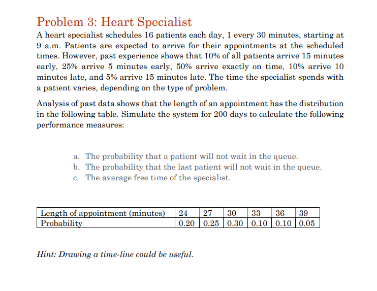  write a python code about this problem. Problem 3: Heart Specialist