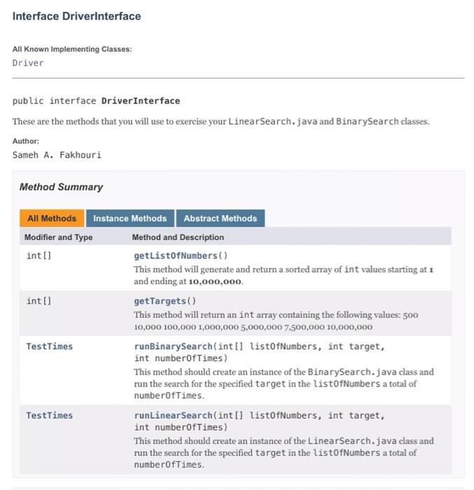 TestTimes class will contain an array of 10 long values and a