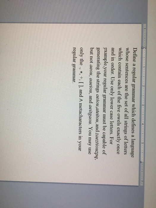  Define a regular grammar which defines a language whose sentences are