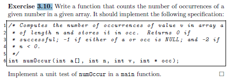 The language is C. Write a function that counts the number