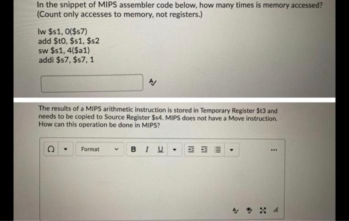  In the snippet of MIPS assembler code below, how many times