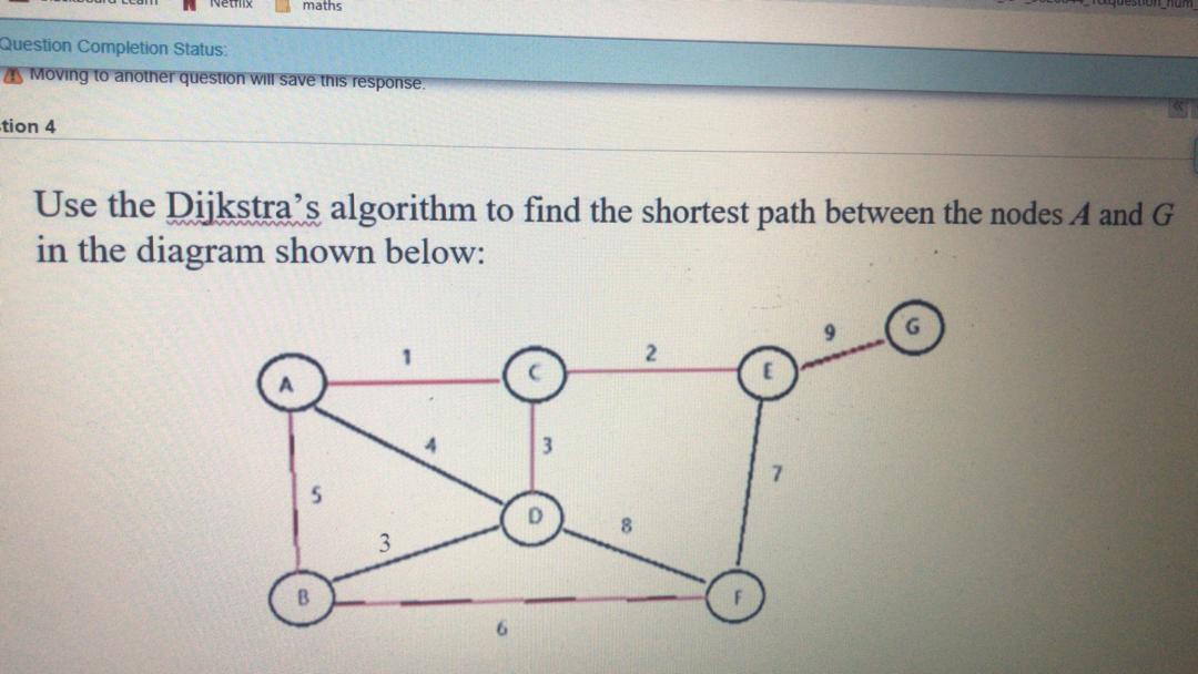 Net maths Question Completion Status: Moving to another question WI save
