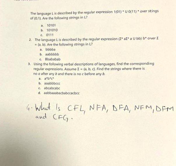 please solve it step by step with explanation The language L is