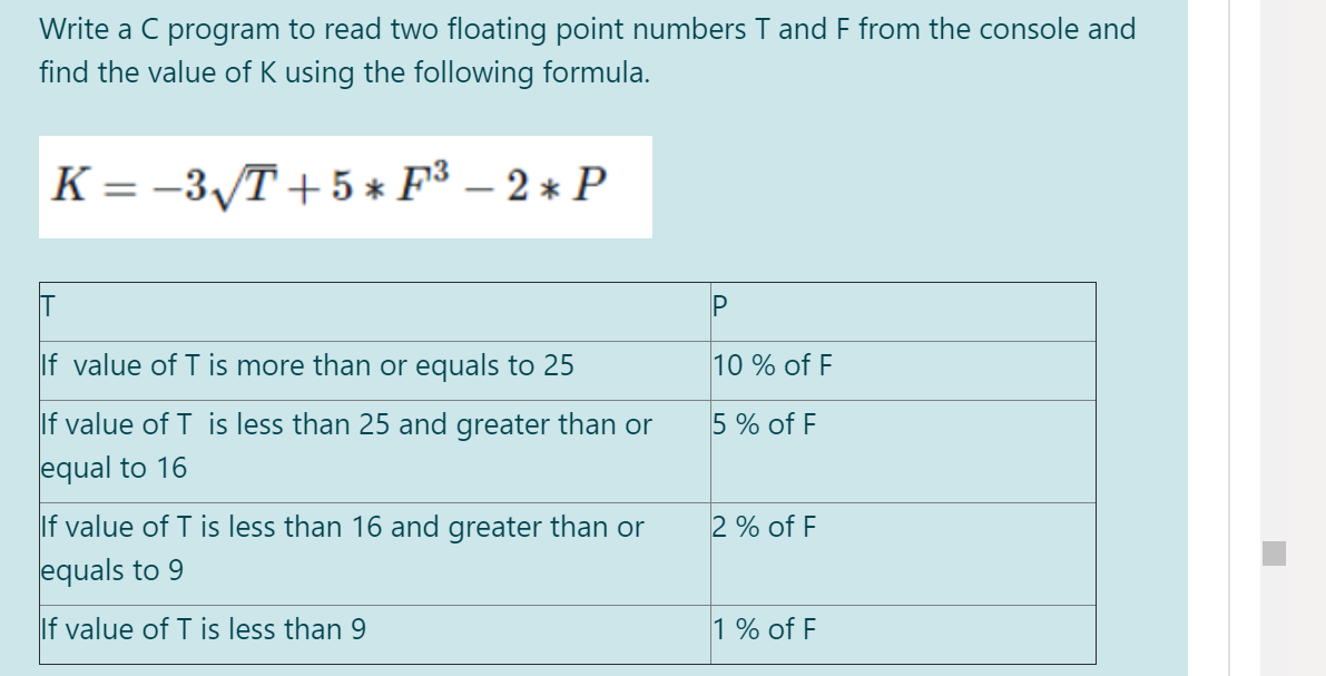  Write a C program to read two floating point numbers T