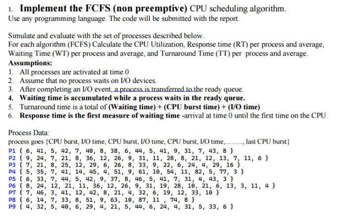I only need source code for the FCFS algorithm in C++, I