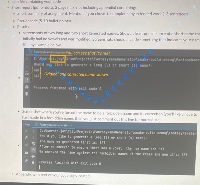 code that generates a randomized name for a fantasy character. This is