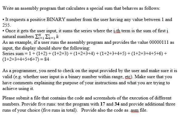  solution on emu8086 =1 Write an assembly program that calculates a