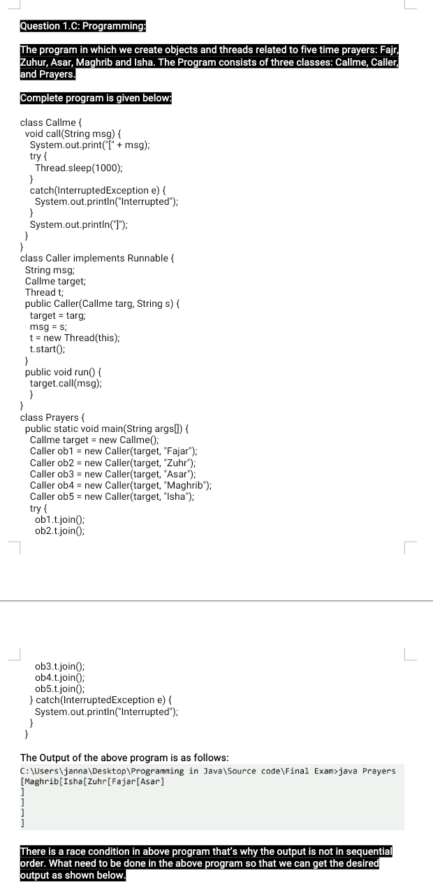  urgently solution required for Q1-C Question 1.C: Programming: The program in