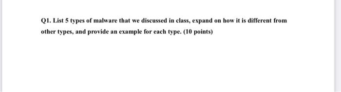  please explain the below 5 types. Q1. List 5 types of
