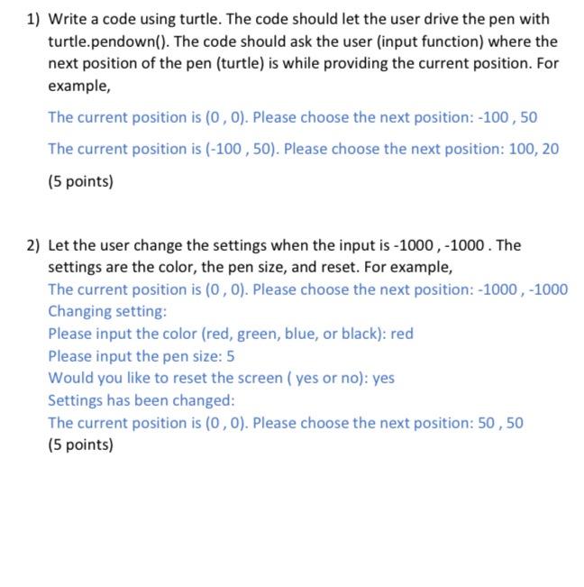 Math Solver Internships 1) Write a code using turtle. The code should