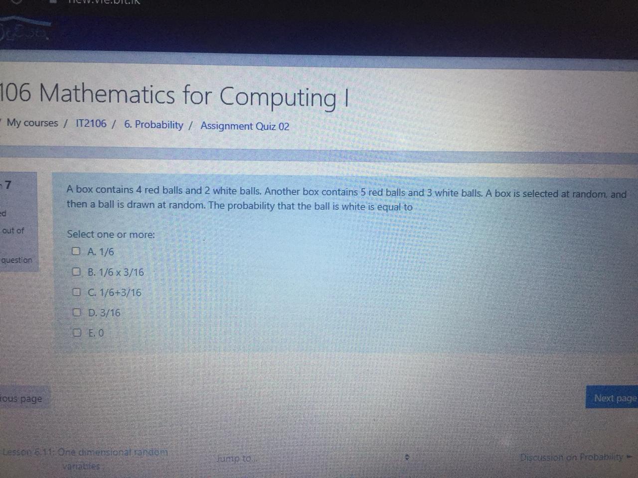  106 Mathematics for Computing | My courses / IT2106 / 6.