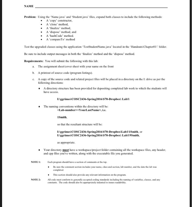  JAVA PROGRAMMING Using the 'Name java' and 'Student java' files, expand