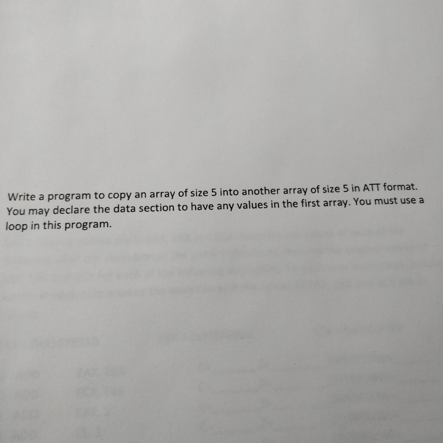 assembly language x86 Write a program to copy an array of size