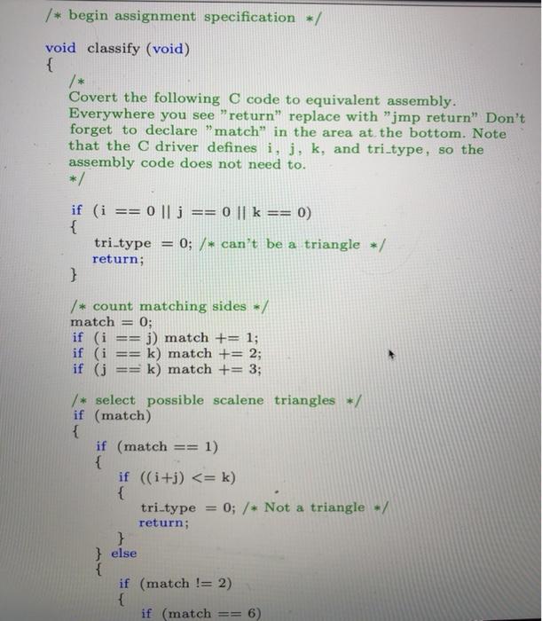 This is the specification if what the assembly functions need to perform.