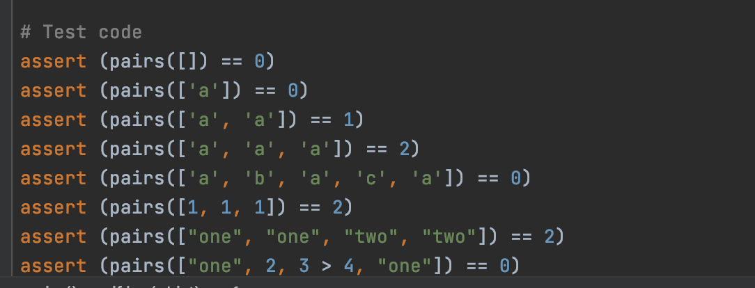 a list. A pair is any two consecutive list elements that are