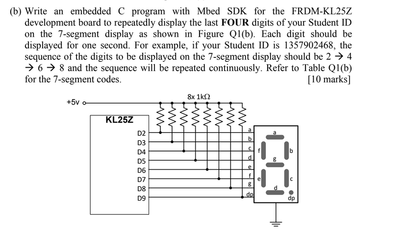 Q1 b (b) Write an embedded C program with Mbed SDK for