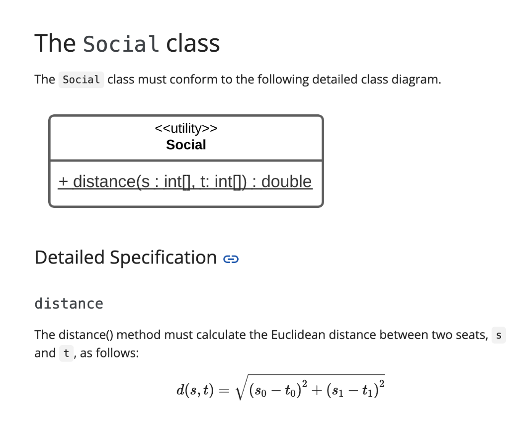 Answer in java The Social class The Social class must conform to