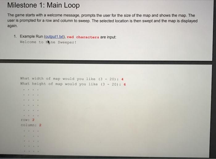 a text-only version of the classic MineSweeper game. The goal of the