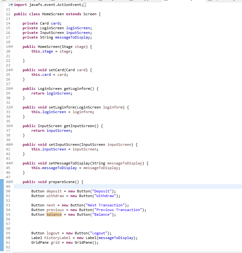 \} ablic class History \{ private int start; private int end; private