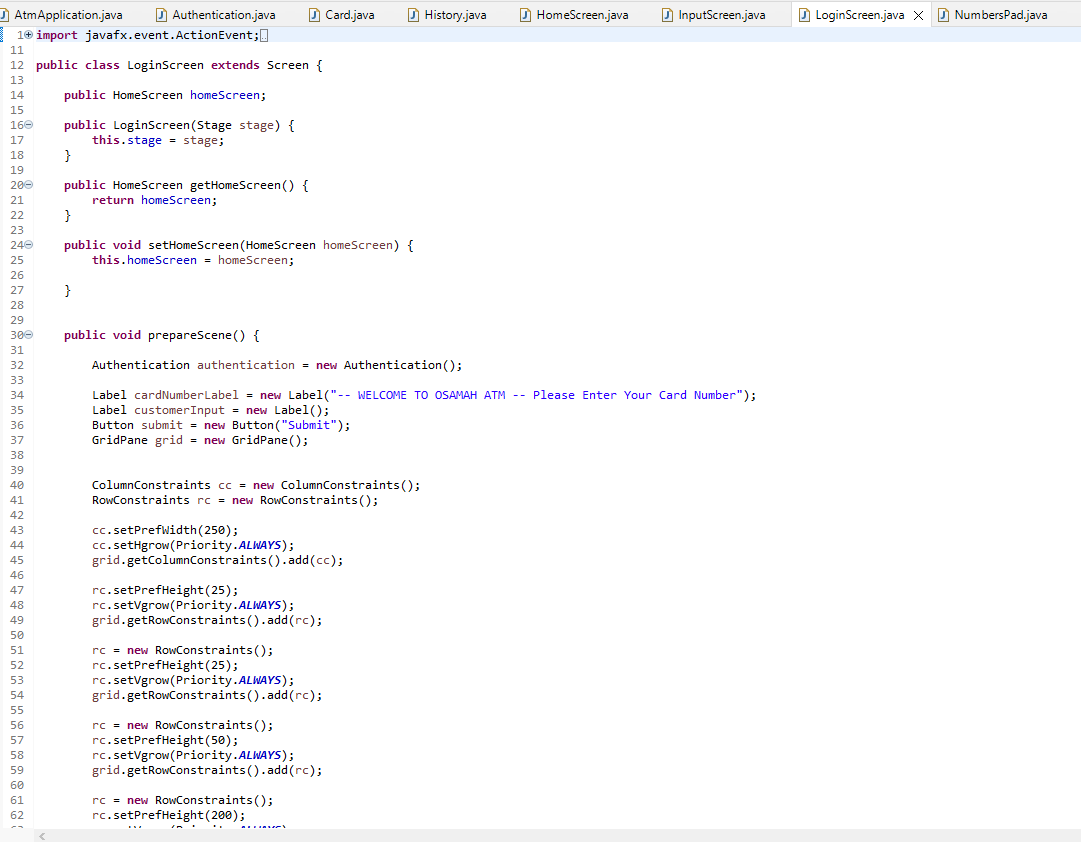 \{ this. maxsize = maxSize; start =0; end =1; size =0; lastTransaction