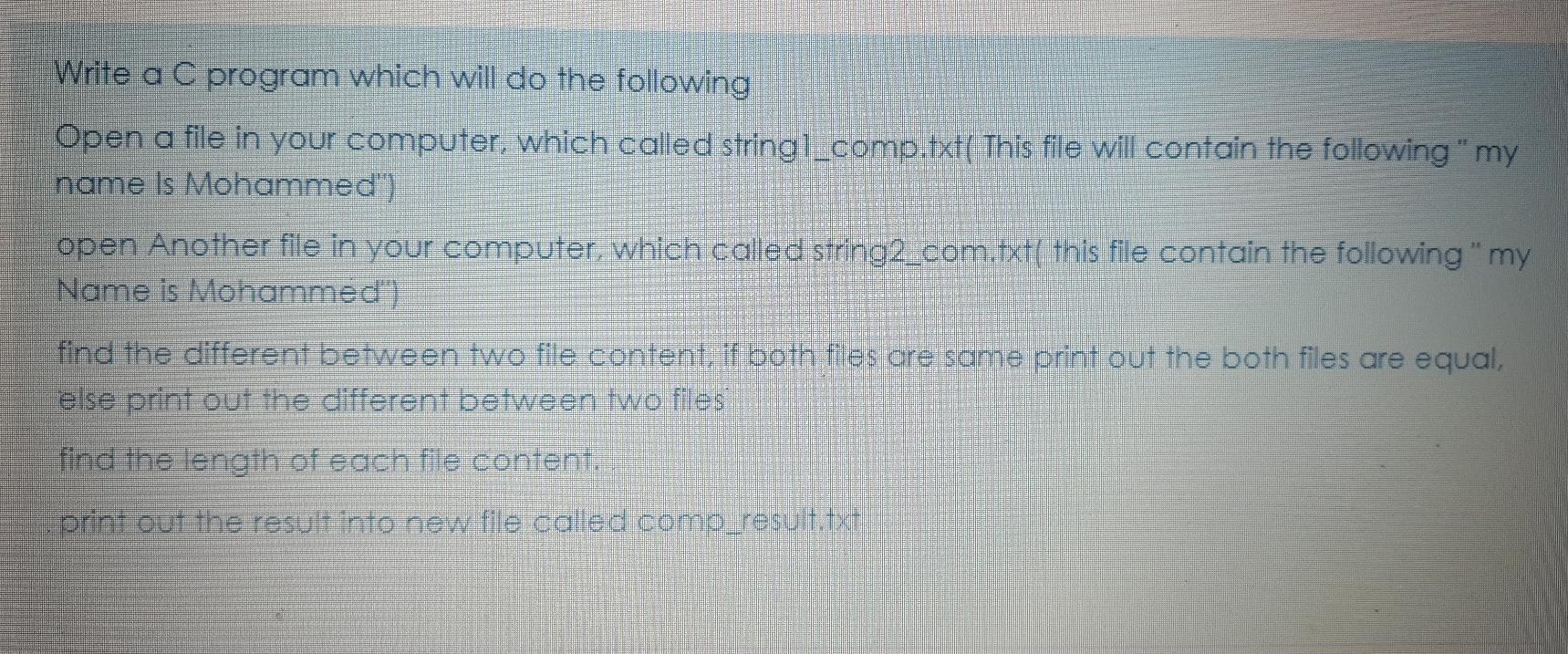 I meed it quickly please Write a C program which will do