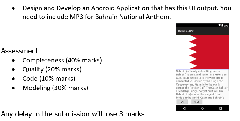  Design and Develop an Android Application that has this UI output.