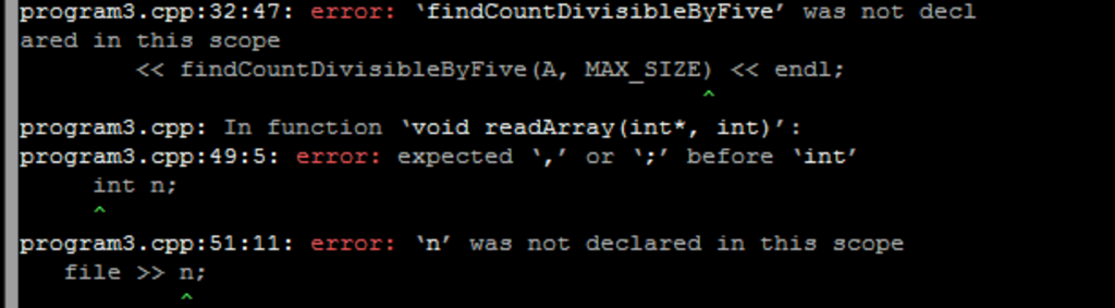 i need help finishing my code using putty, here are my error