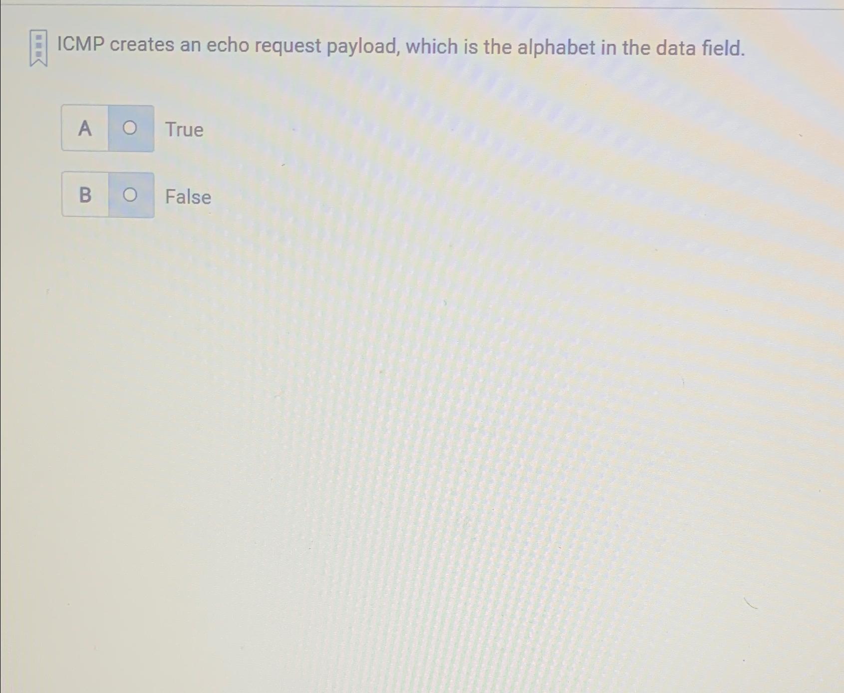  ICMP creates an echo request payload, which is the alphabet in