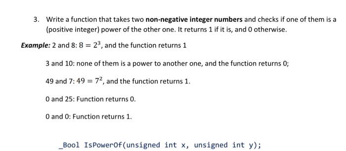 c programming 3. Write a function that takes two non-negative integer numbers