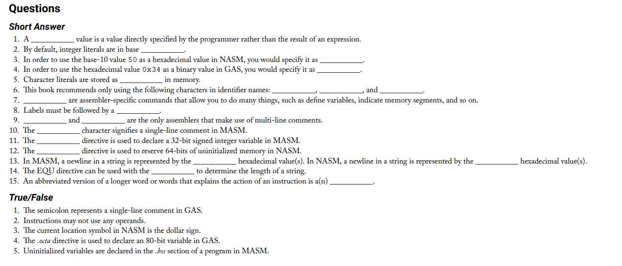 Questions in memory. Short Answer 1. A value is a value