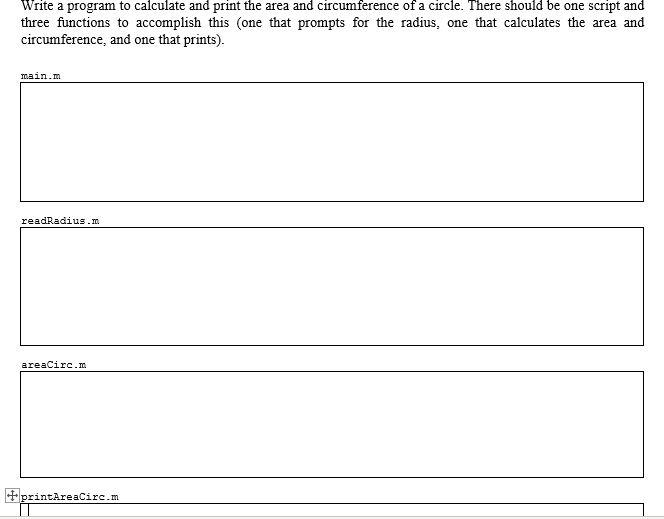 Write a program to calculate and print the area and circumference