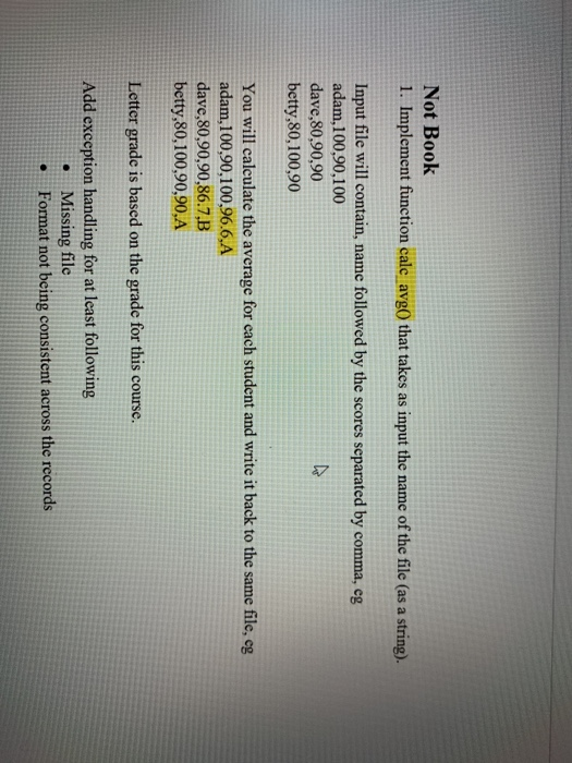  Not Book 1. Implement function cale avg0 that takes as input