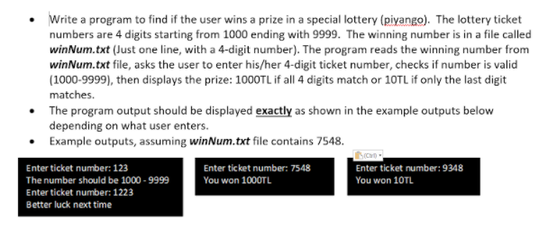 python program plasse Write a program to find if the user wins