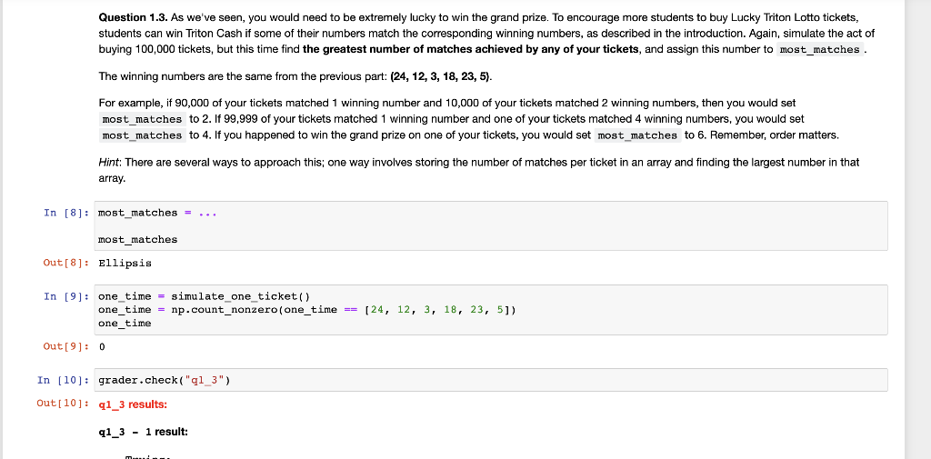 6 random numbers, simulating how the numbers are selected for a single