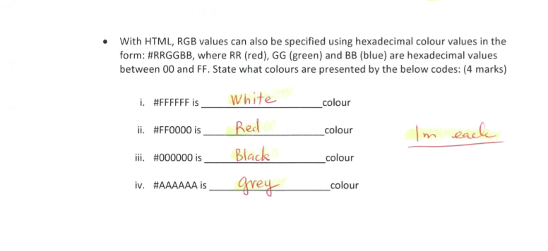 show step by step full working please With HTML, RGB values