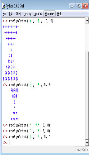 and prints a triangle of asterisks based on those parameters. The first