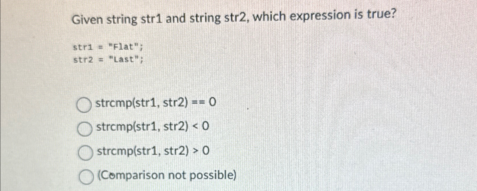  Given string str 1 and string str 2, which expression is