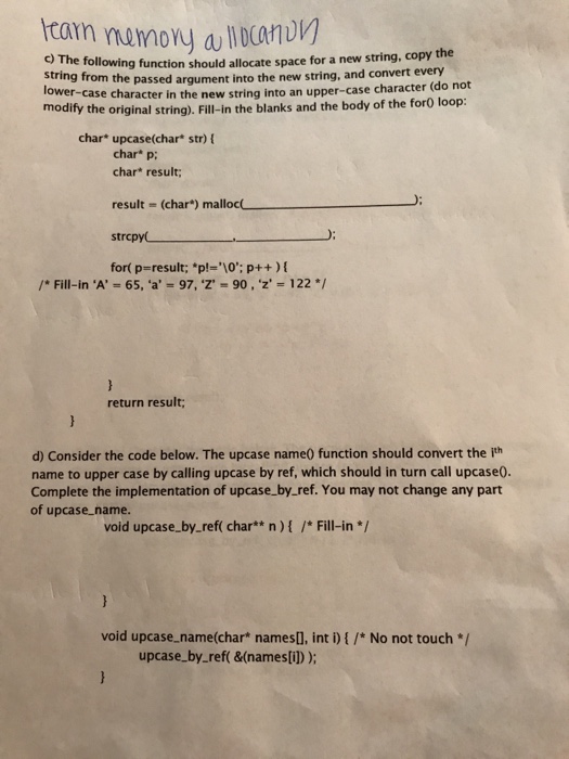  Please explain lowing function should allocate space for a new string,
