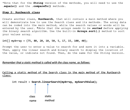 explaining each step thank you! Background: Applying linear search and binary search