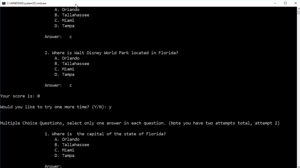 number each time. Use: while loop with break control. 2. Only one