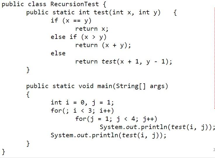  an explanation for the output, please public class RecursionTest { public